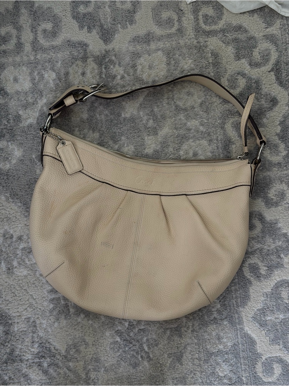 Coach Hobo Bag Cream Soho Y2K pleated cream off white leather Vintage